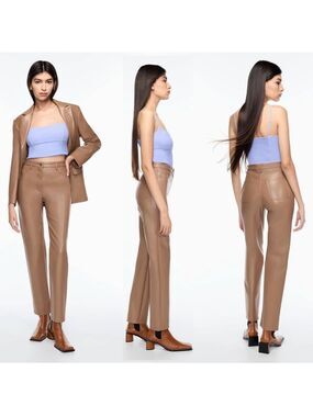 Aritzia Wilfred Melina pants in constant camel vegan leather Pleather Sz 10